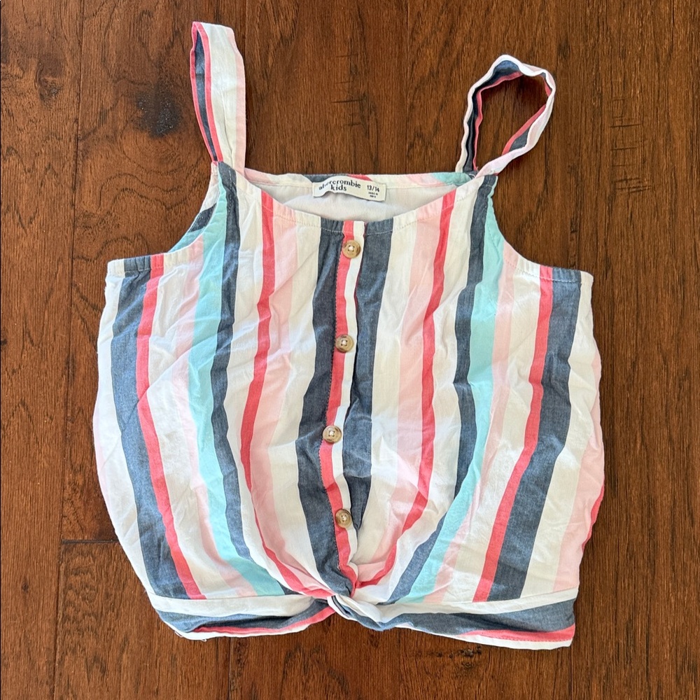 abercrombie kids Striped Tie-Front Tank Top - White, Pink, Blue, Navy